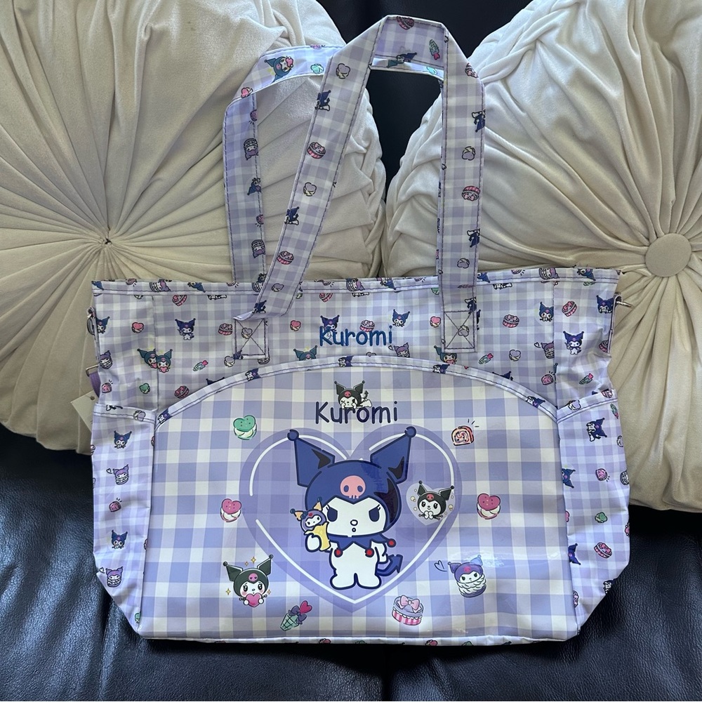 Sanrio Kuromi Purple and White Checker Duffle/Large Tote Bag: NWT